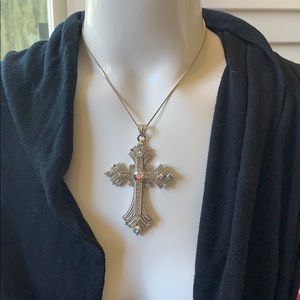 AB crystal cross necklace